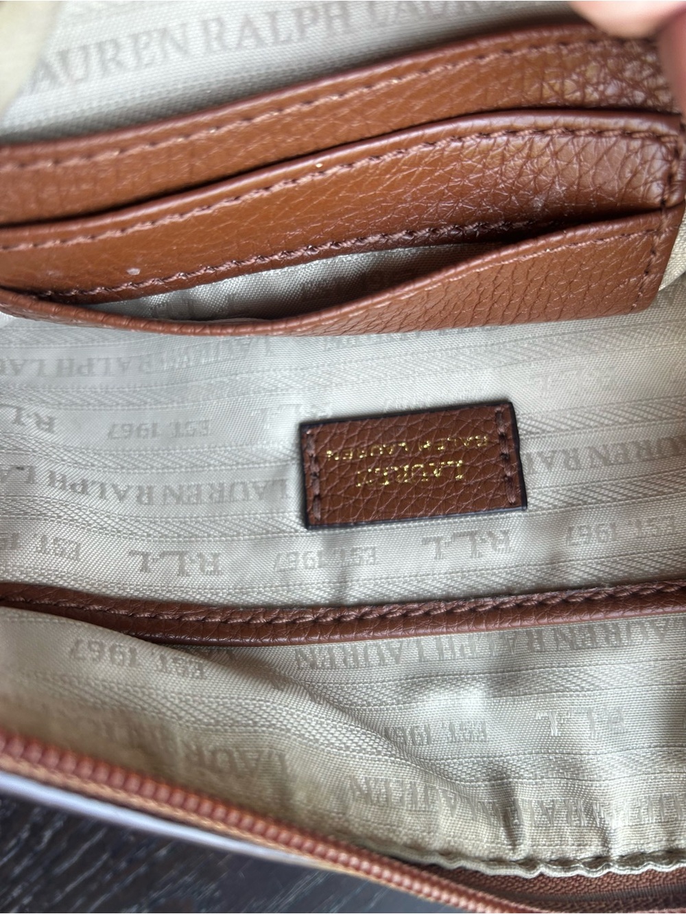 Lauren Ralph Lauren Anfield II Crossbody Bag Brown Vegan Leather Purse